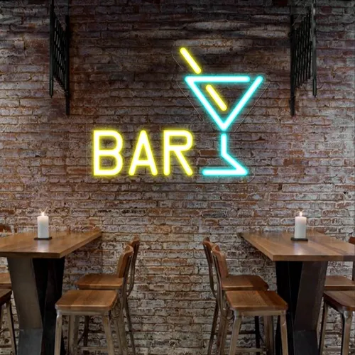 Martini Bar Neon Sign - Custom Coasters Now