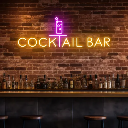 Bold Cocktail Bar Neon Sign - Custom Coasters Now