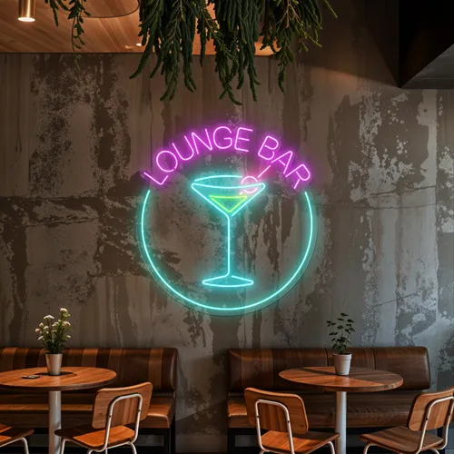 Martini Lounge Bar Neon Sign - Custom Coasters Now