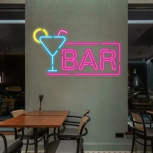 Vibrant Martini Neon Bar Sign - Custom Coasters Now