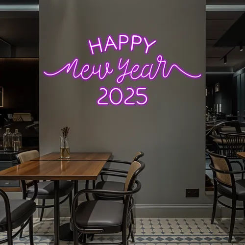Happy New Year 2024 Neon Sign - Custom Coasters Now
