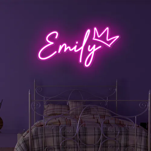 Emily Crown Neon Sign - Custom Coasters Now