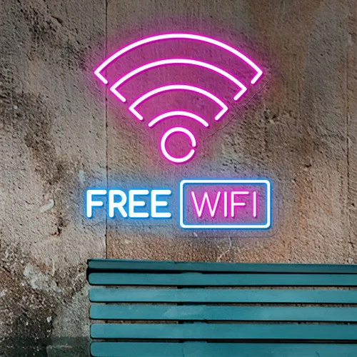 Free WIFI Zone Neon Sign - Custom Coasters Now