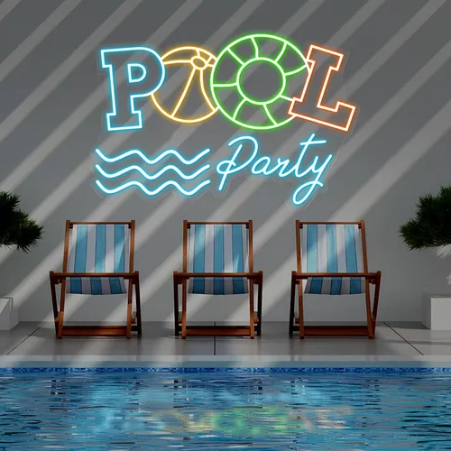 Fun Summer Pool Party Neon Sign - Custom Coasters Now