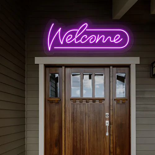 Stylish Welcome Neon Sign - Custom Coasters Now