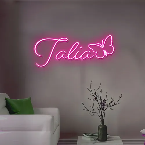Talia Butterfly Neon Sign - Custom Coasters Now