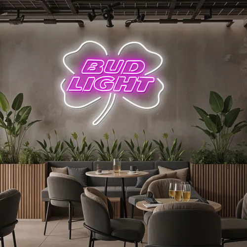 Lucky Clover Bud Light Neon Sign - Custom Coasters Now