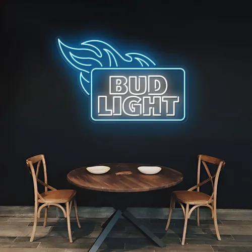 Fiery Bud Light Neon Sign - Custom Coasters Now