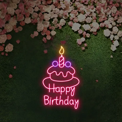 Happy Birthday Wishes Neon Sign - Custom Coasters Now