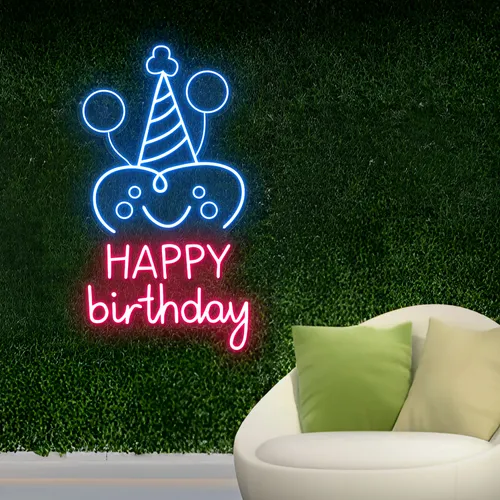 Celebrate Happy Birthday Neon Sign - Custom Coasters Now