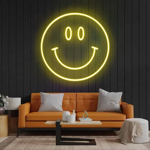 Yellow Neon Smile Sign - Custom Coasters Now