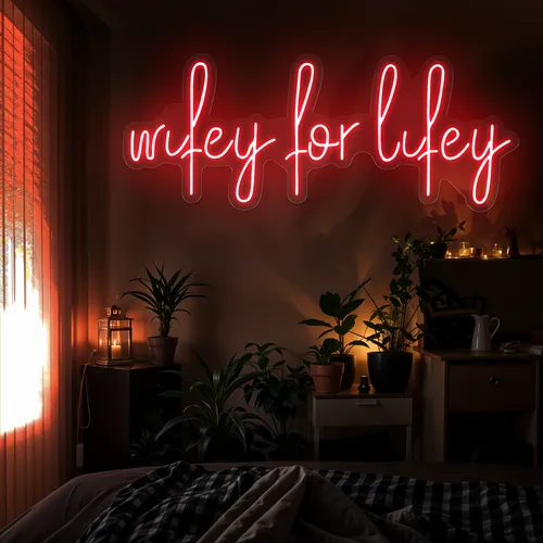 Wifey for Lifey Neon Sign - Custom Coasters Now