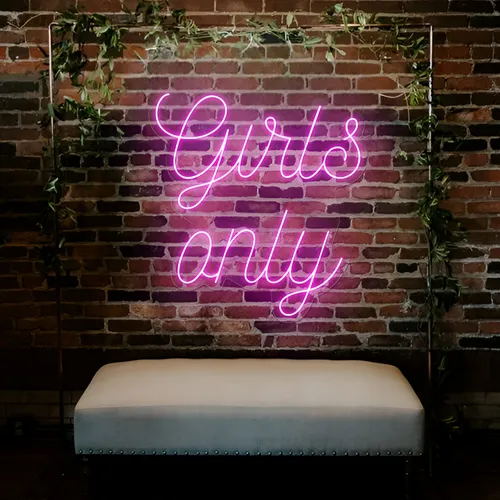 Chic Pink Girls Only Neon Sign - Custom Coasters Now