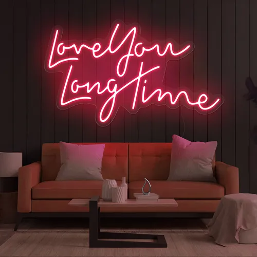 Love You Long Time Neon Sign - Custom Coasters Now