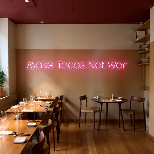 Mouthwatering "Make Tacos Not War" Neon Sign - Custom Coasters Now