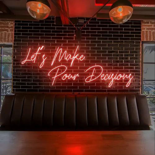 Eye-Catching "Let's Make Pour Decisions" Neon Sign - Custom Coasters Now