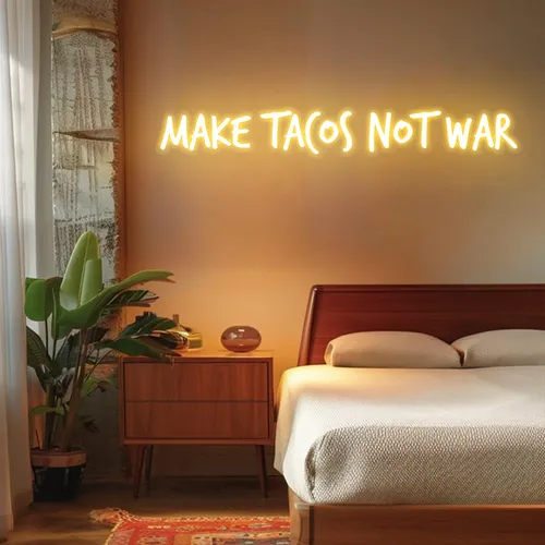 Zesty "Make Tacos Not War" Neon Sign - Custom Coasters Now