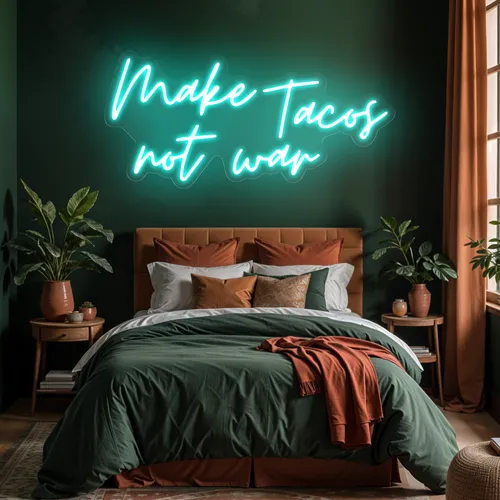 Sizzling "Make Tacos Not War" Neon Sign - Custom Coasters Now