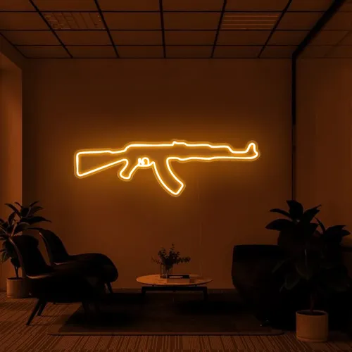 Cool Rifle Neon Sign - Custom Coasters Now