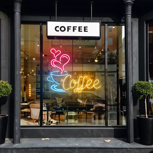 Coffee Love Window Neon Sign - Custom Coasters Now