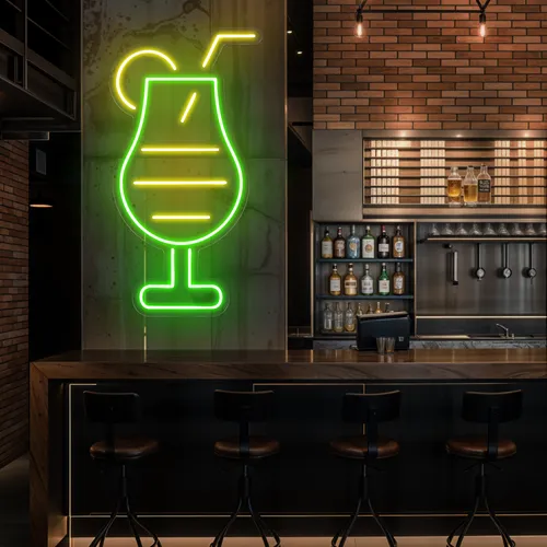 Sparkling Toast Glass Neon Sign - Custom Coasters Now