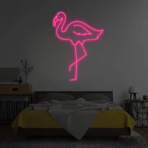 Single Flamingo Vertical Neon Sign - Custom Coasters Now