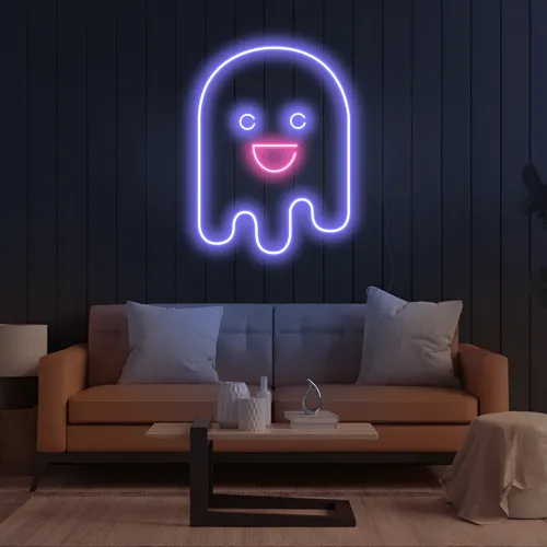 Ghost Cartoon Vertical Neon Sign - Custom Coasters Now