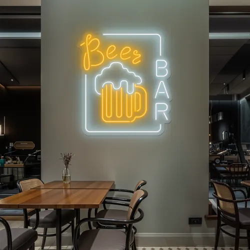 Beer Bar Vertical Neon Sign - Custom Coasters Now