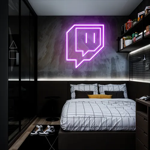 Twitch Icon Glow Neon Sign - Custom Coasters Now