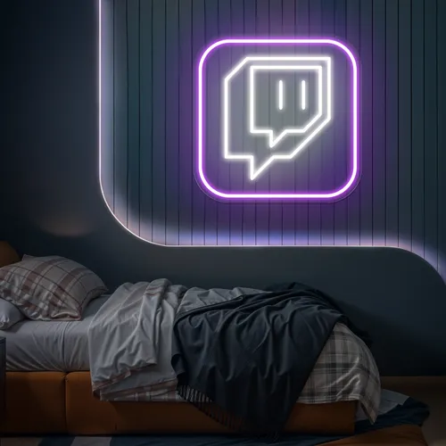 Twitch Logo Bedroom Neon Sign - Custom Coasters Now