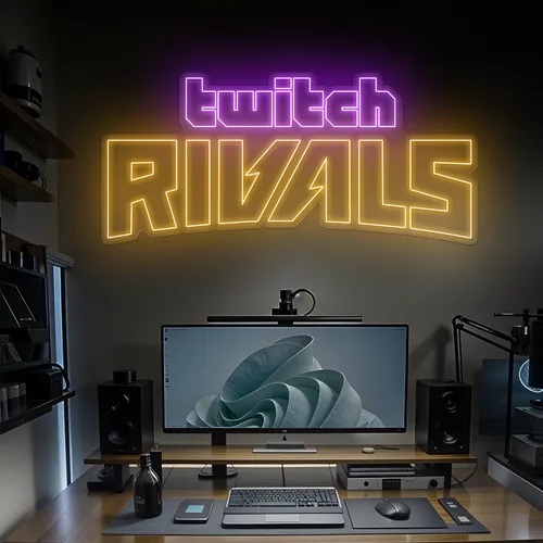 Twitch Rivals Gaming Setup Neon Sign - Custom Coasters Now