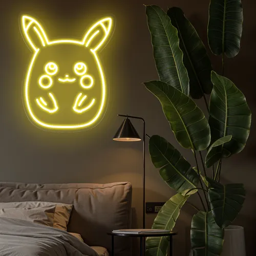 Cute Pikachu Neon Sign - Custom Coasters Now