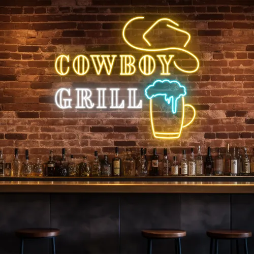 Cowboy Grill Neon Sign - Custom Coasters Now