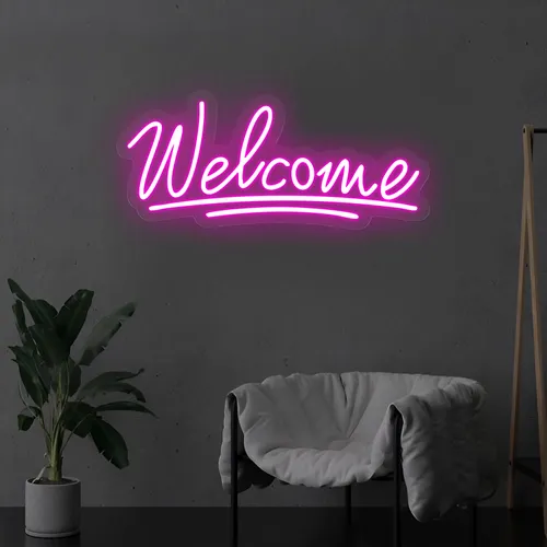 Welcome Underline Neon Sign - Custom Coasters Now