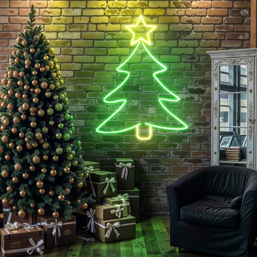 Mini Christmas Tree Neon Sign - Custom Coasters Now