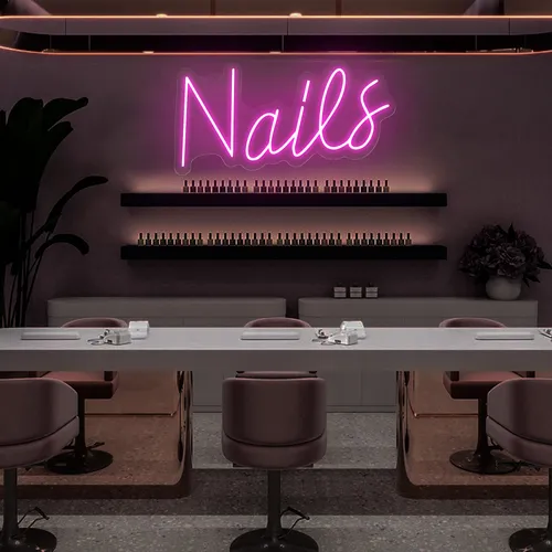 Nails Script Neon Sign - Custom Coasters Now