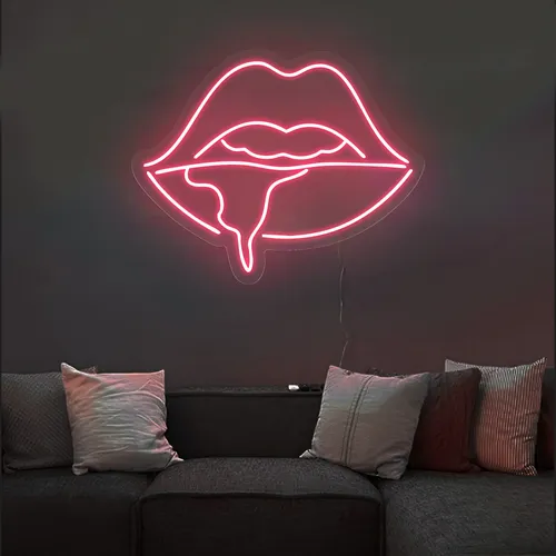 Dripping Lips Neon Sign - Custom Coasters Now