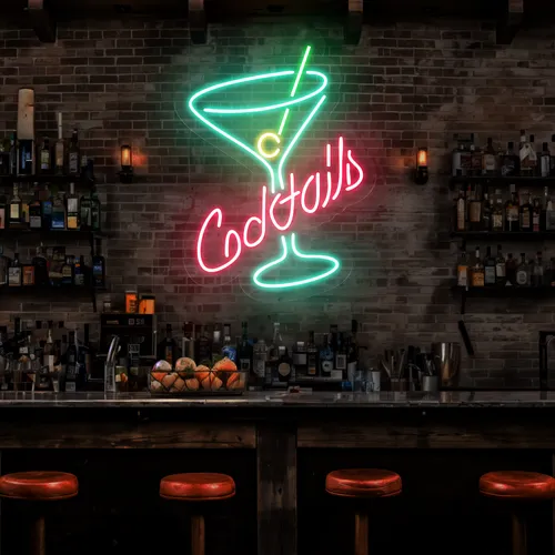 Cocktails Neon Sign - Custom Coasters Now