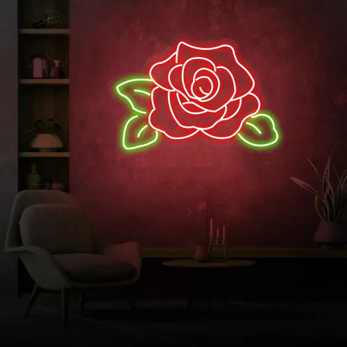 Rose Neon Sign - Custom Coasters Now