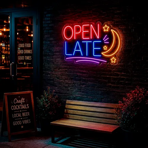Custom Open Late Neon Signs - Custom Coasters Now