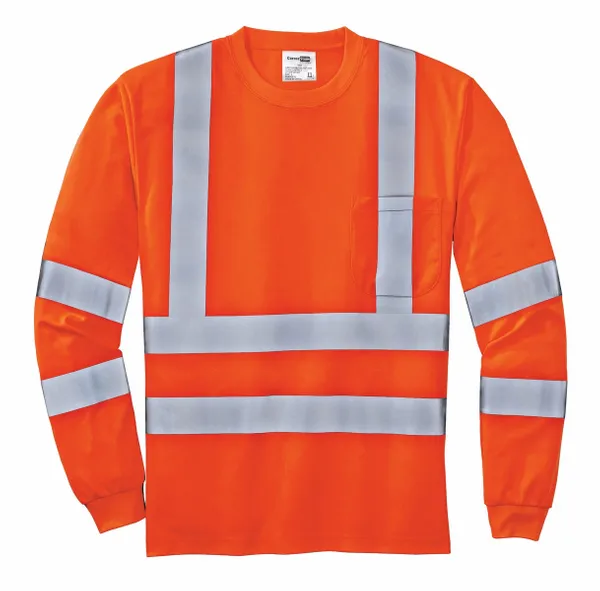 CornerStone - ANSI 107 Class 3 Long Sleeve Snag-Resistant Reflective T-Shirt. CS409 - Custom Coasters Now
