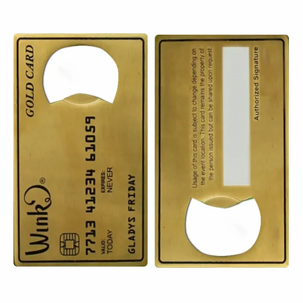 Gold Card Shaped Bottle Opener - Custom Coasters Now