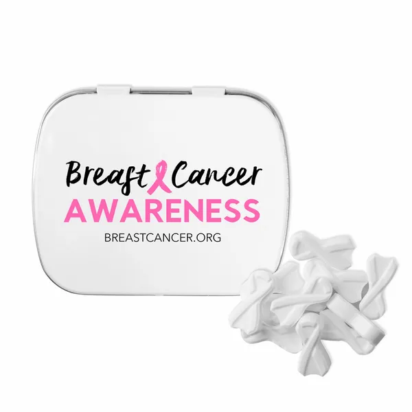 Domed Tin with Ribbon Shaped Mints - Custom Coasters Now