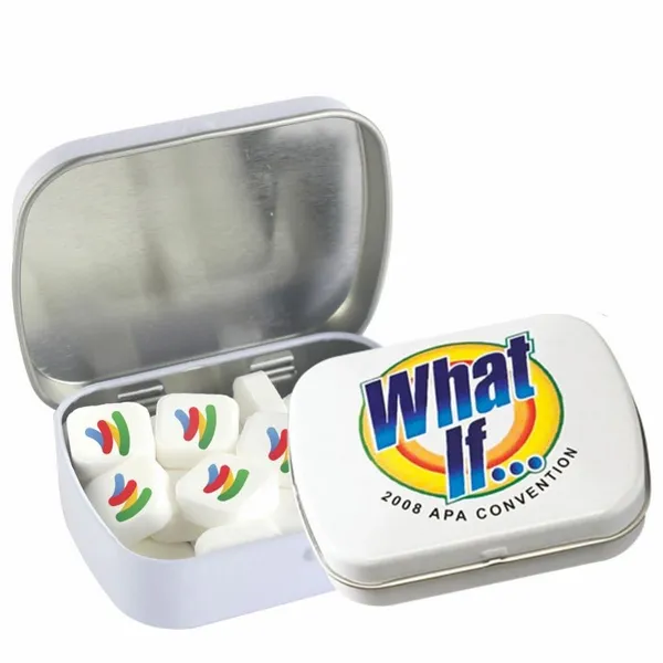 Domed Tin - Imprinted Square Mints - Custom Coasters Now