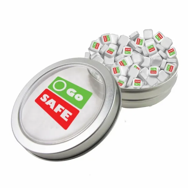 Small Top View Tin - Imprinted Square Mints - Custom Coasters Now