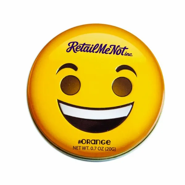 Smiley Face Emojy Tin with Orange Mints - Custom Coasters Now