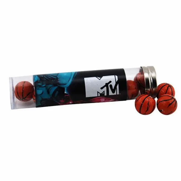 Tube with Chocolate Basketballs 6" tube - Custom Coasters Now
