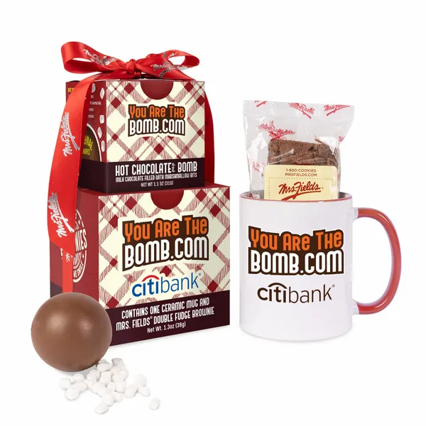 Mrs. Fields Mug, Brownie, Hot Chocolate Bomb Gift Set - Custom Coasters Now