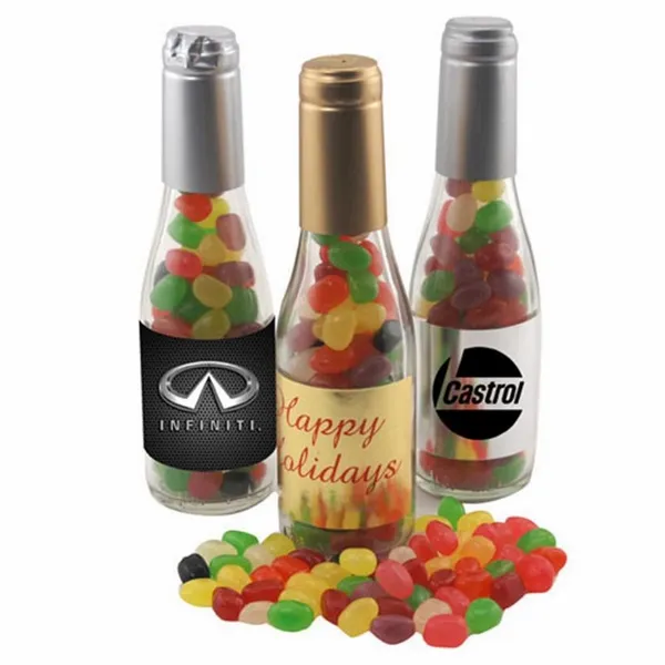 Champagne Bottle w/ Teenee Beanee Jelly Beans 8" - Custom Coasters Now