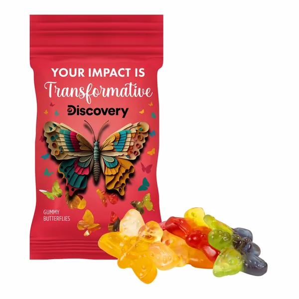 Clever Candy 1oz. Full Color DigiBag™ with Gummy Butterflies - Custom Coasters Now